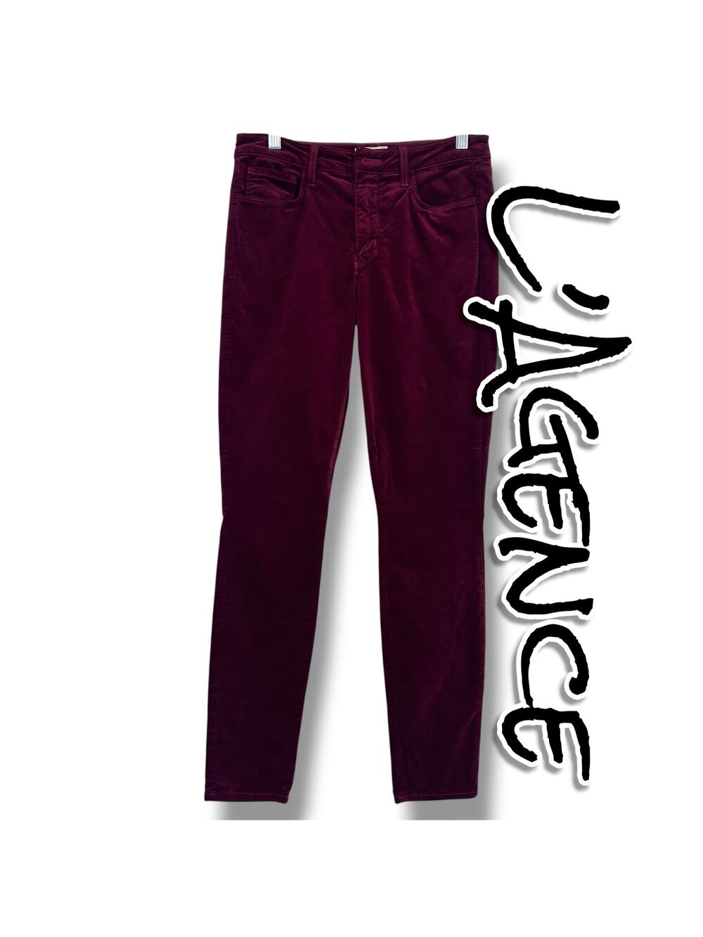 L’Agence Marguerite Skinny Velvet Jeans Womens 27 Merlot High Rise Stretch Pants